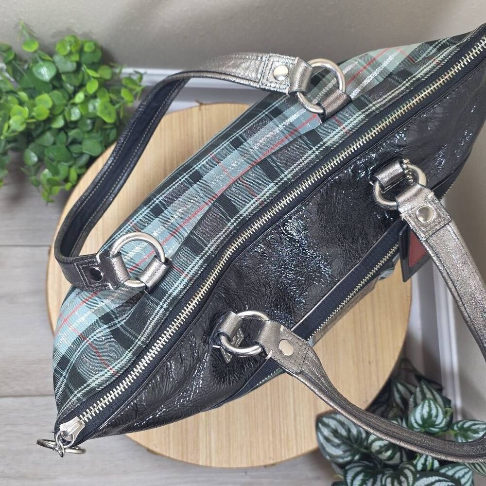 Coach Poppy Tartan Glamour Tote & Matching Wallet | Plaid Sparkle Shoulder Bag | - Picture 11 of 16